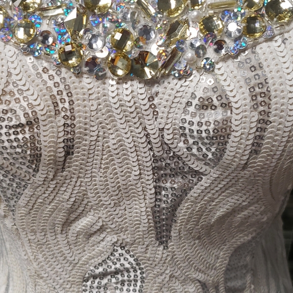 Blush,prom,white, strapless, mermaid, size 8 - Picture 5 of 14